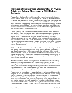 The Impact of Neighborhood Characteristics on Physical Activity and
