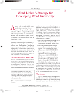 Word Links: A Strategy for Developing Word Knowledge
