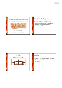 PhD Thesis overview Dr. Rawiri Waretini