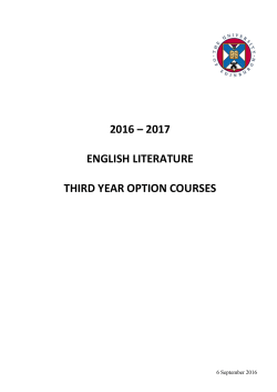 Course descriptions for 3rd Year Option courses 2016-17