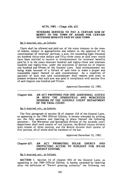 ACTS, 1985. - Chaps. 636, 637. VETERANS SERVICES TO PAY A