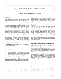 IACUC Issues Associated with Amphibian Research