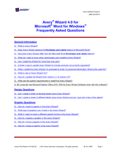 FQ0103 Avery Wizard Frequently Asked Questions