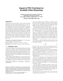 Impact of FEC Overhead on Scalable Video Streaming - IRL