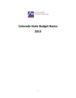 Colorado State Budget Basics 2015