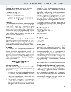 admissions information and student support