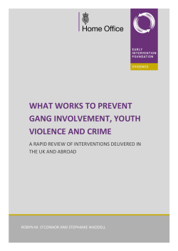 what works to prevent gang involvement, youth violence and crime