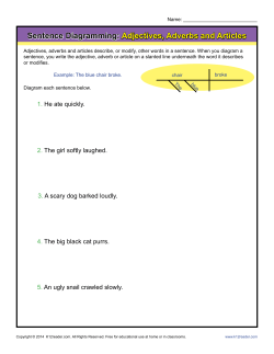 Sentence Diagramming: Adjectives, Adverbs and Articles