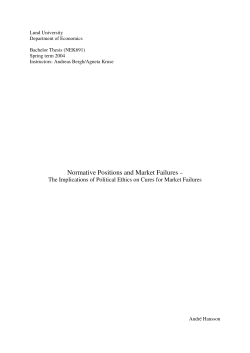 Normative Positions and Market Failures &ndash;