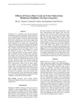 Effects of Freeze-Thaw Cycle on Urine Values from Bottlenose