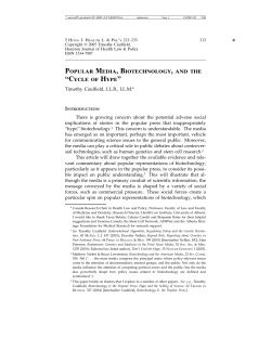 popular media, biotechnology, and the &ldquo;cycle of hype&rdquo;