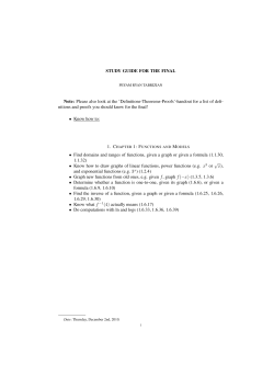 Study Guide for the Final