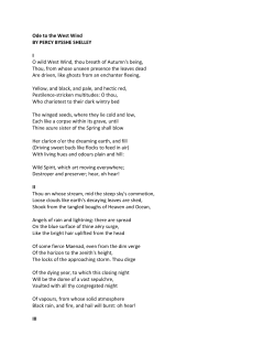Ode to the West Wind BY PERCY BYSSHE SHELLEY I O wild West
