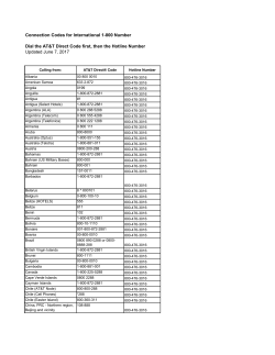 Connection Codes for International 1-800 Number Dial the