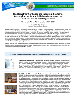 The Department of Labor and Industrial Relations` Accomplishments
