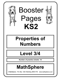 Properties of Numbers Level 3/4 MathSphere