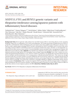 NUDT15, FTO, and RUNX1 genetic variants and thiopurine