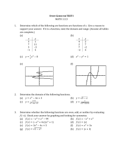 MATH 1113 1. Determine which of the following are functions are