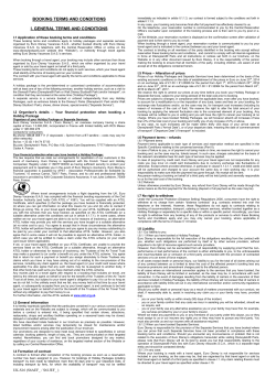 BOOKING TERMS AND CONDITIONS I. GENERAL TERMS AND