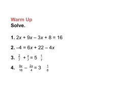3-4 Solving Equations with Variables on Both Sides