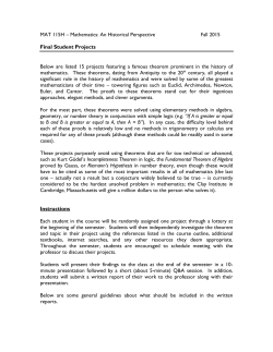 MAT 115H &ndash; Mathematics: An Historical Perspective Fall 2015 Final