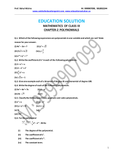 polynomials - vaishali education point