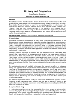 On Irony and Pragmatics