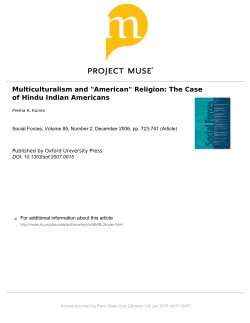 Multiculturalism and "American" Religion: The Case of Hindu Indian