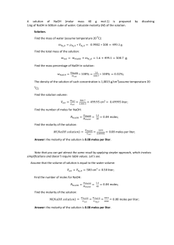 A solution of NaOH (molar mass 40 g mol-1)
