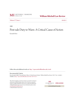 Post-sale Duty to Warn: A Critical Cause of Action