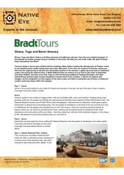 Ghana, Togo and Benin itinerary