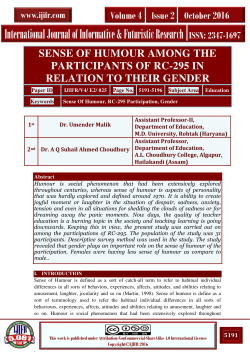 sense of humour among the participants of rc-295 in relation to