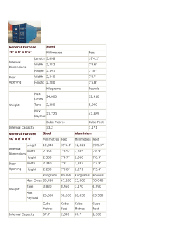 General Purpose 20` x 8` x 8`6" Steel Millimetres Feet Internal
