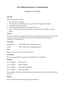 Author Guidelines. - The Political Economy of Communication