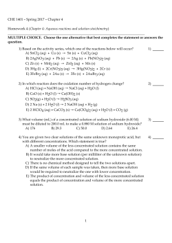 CHE 1401 - Spring 2017 - Chapter 4 Homework 4 (Chapter 4