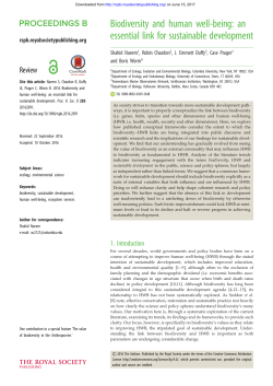 Biodiversity and human well-being: an essential link for sustainable