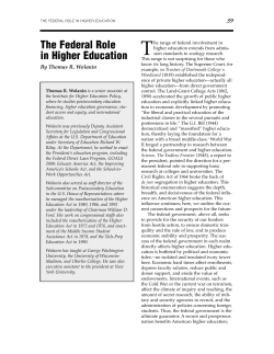 The Federal Role in Higher Education