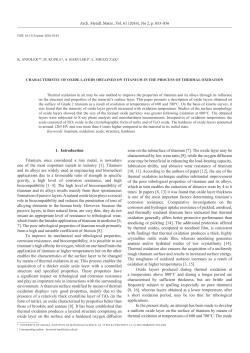 Characteristic of Oxide Layers Obtained on Titanium in the Process
