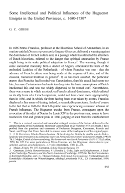 Some Intellectual and Political Influences of the Huguenot