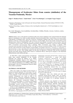 Monogeneans of freshwater fishes from cenotes