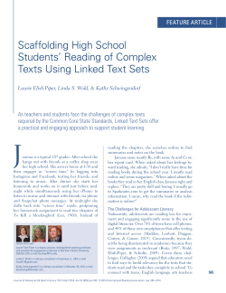 Scaffolding High School Students Reading of Complex Texts Using