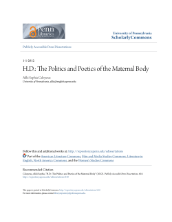 H.D.: The Politics and Poetics of the Maternal Body