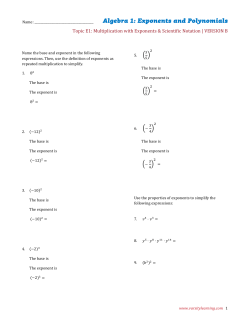 Algebra 1: Exponents and Polynomials
