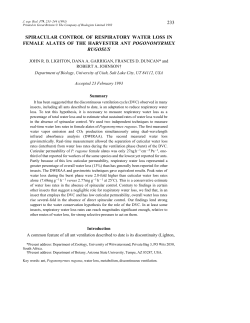 233 spiracular control of respiratory water loss in female