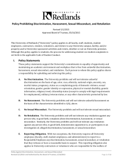 Policy Prohibiting Discrimination, Harassment, Sexual Misconduct