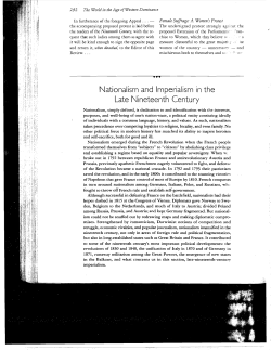 Nationalism and Imperialism in the Late Nineteenth