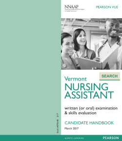 Vermont Nursing Assistant Candidate Handbook