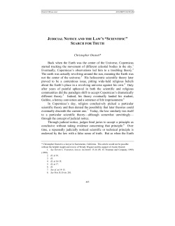 JUDICIAL NOTICE AND THE LAW`S &ldquo;SCIENTIFIC&rdquo; SEARCH FOR