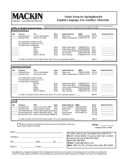 Order Form for SpringBoard&reg; English Language Arts Ancillary