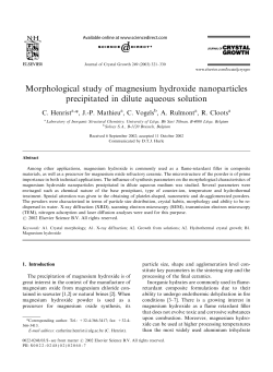 Morphological study of magnesium hydroxide - ORBi